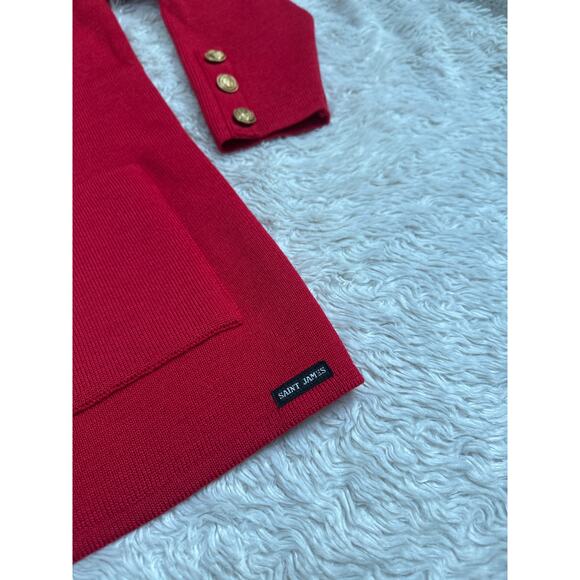 Saint James 100% New Wool Knit Pockets Cardigan Sweater Gold Button Down - Picture 3 of 11